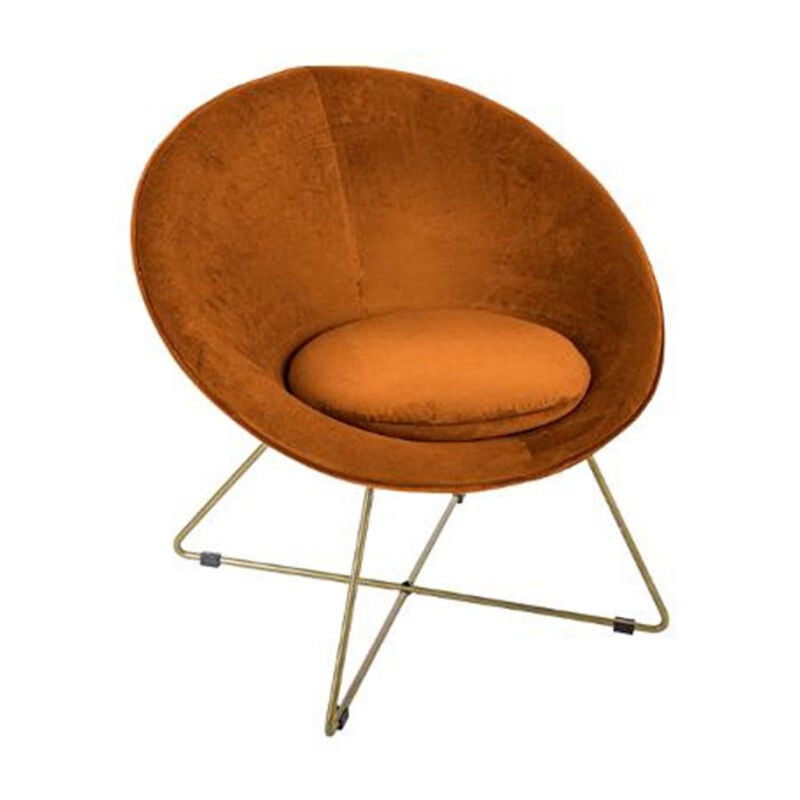 Atmosphera - Fauteuil Design en Velours 'Gold Evan' 76cm Ambre