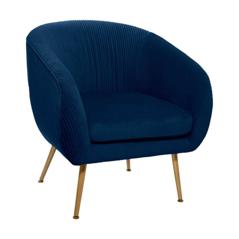 Fauteuil Design en Velours 'Solaro' 78cm Bleu