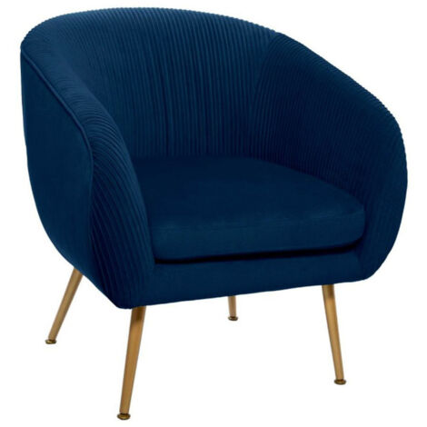 Fauteuil Design en Velours "Solaro" 78cm Bleu