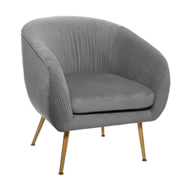 Fauteuil Design en Velours 'Solaro' 78cm Gris