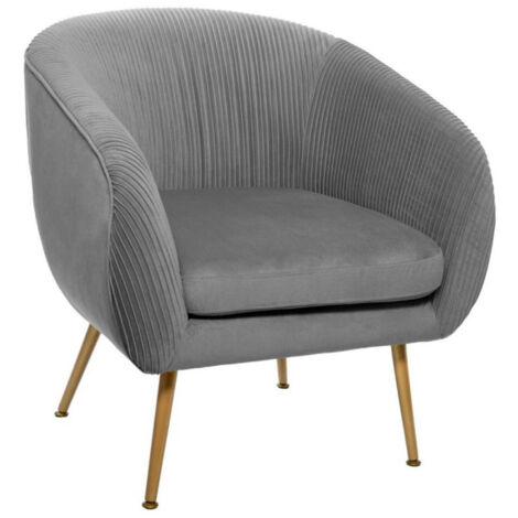Fauteuil Design en Velours "Solaro" 78cm Gris