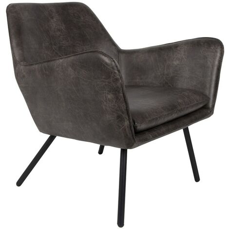 Fauteuil design, Fauteuil vintage Bon similicuir Gris en Plastique, BOITE A DESIGN