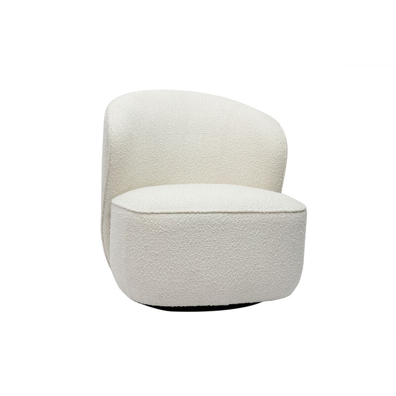 Miliboo - Fauteuil design pivotant en tissu effet laine bouclée blanc amber
