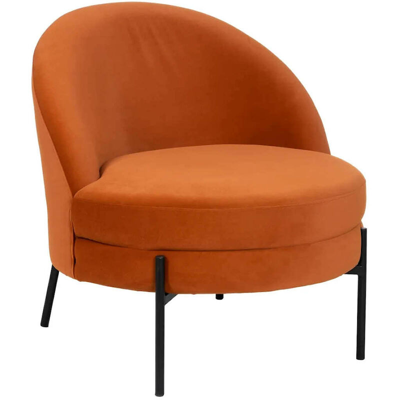 Natacha.b - Fauteuil design rond velours et métal - Para | Orange - Orange