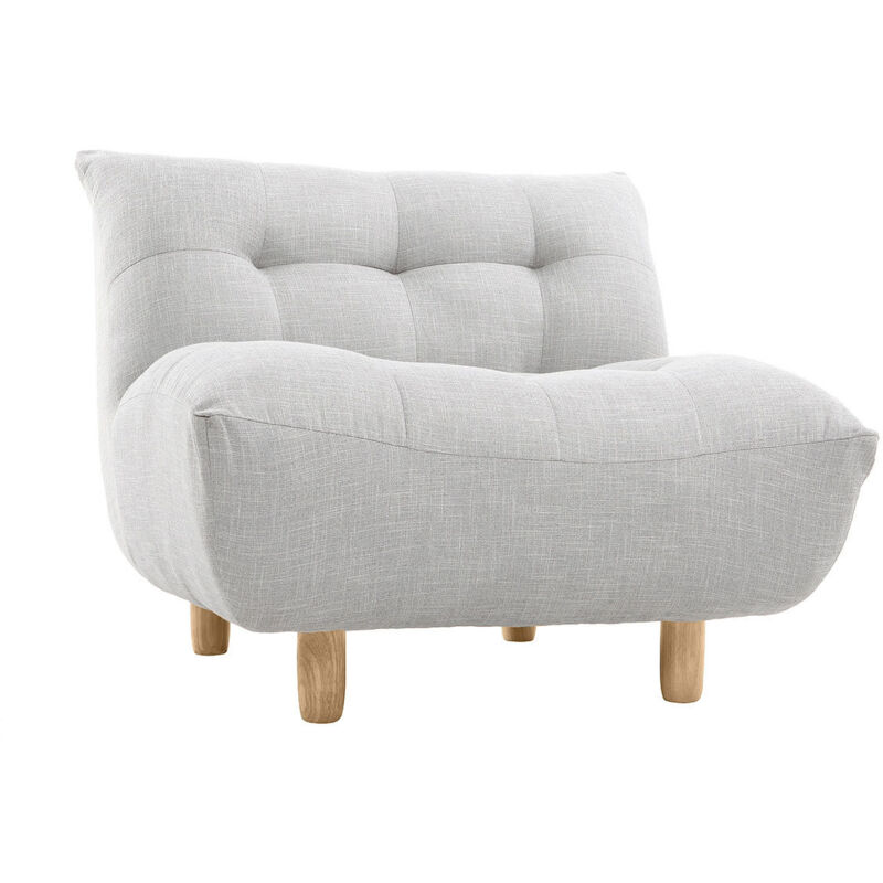 Miliboo - Fauteuil scandinave en tissu gris clair et bois clair yumi