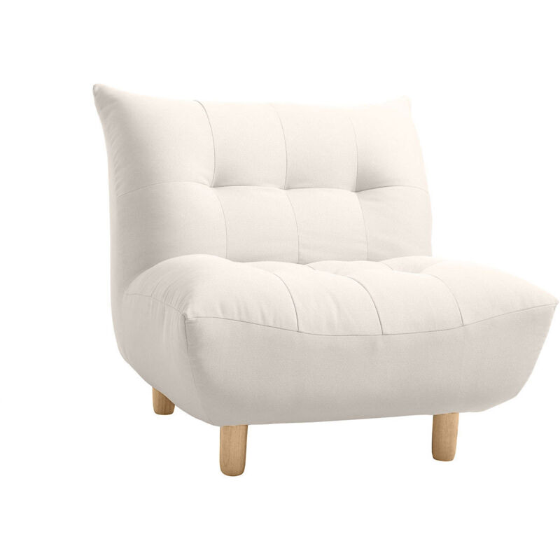 MILIBOO  Fauteuil scandinave en tissu naturel et bois clair YUMI