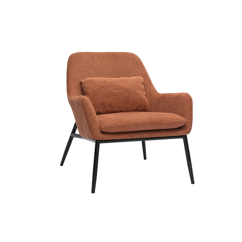 Fauteuil design en tissu effet velours terre brulée et métal noir maxine