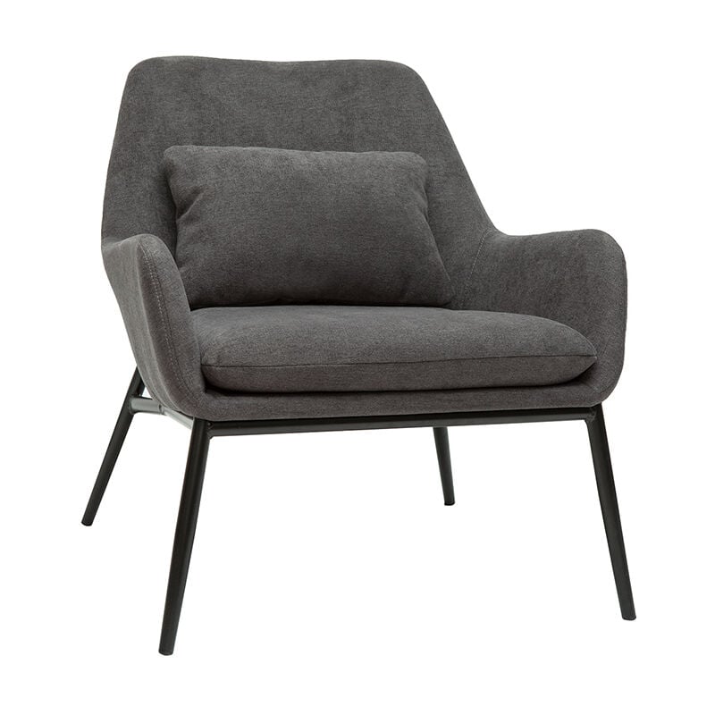 Fauteuil design en tissu effet velours gris foncé et métal noir maxine