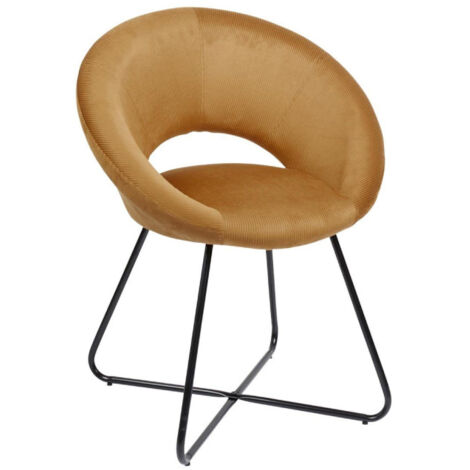 Fauteuil Design Velours Côtelé "Giulia" 84cm Jaune