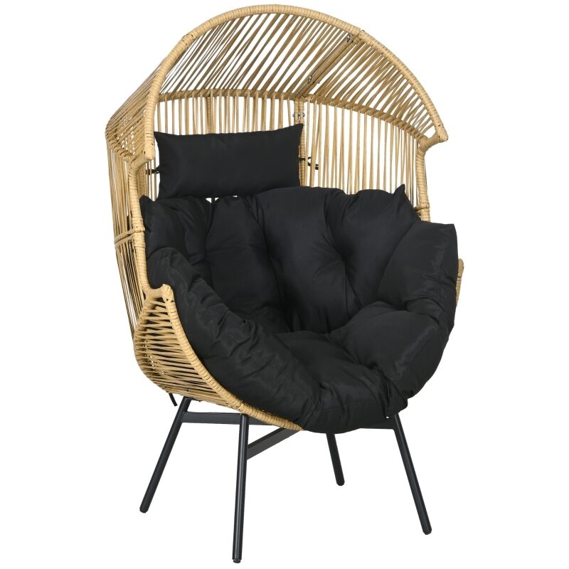 Fauteuil d'extérieur en rotin PE 89 x 75 x 143 cm naturel et noir