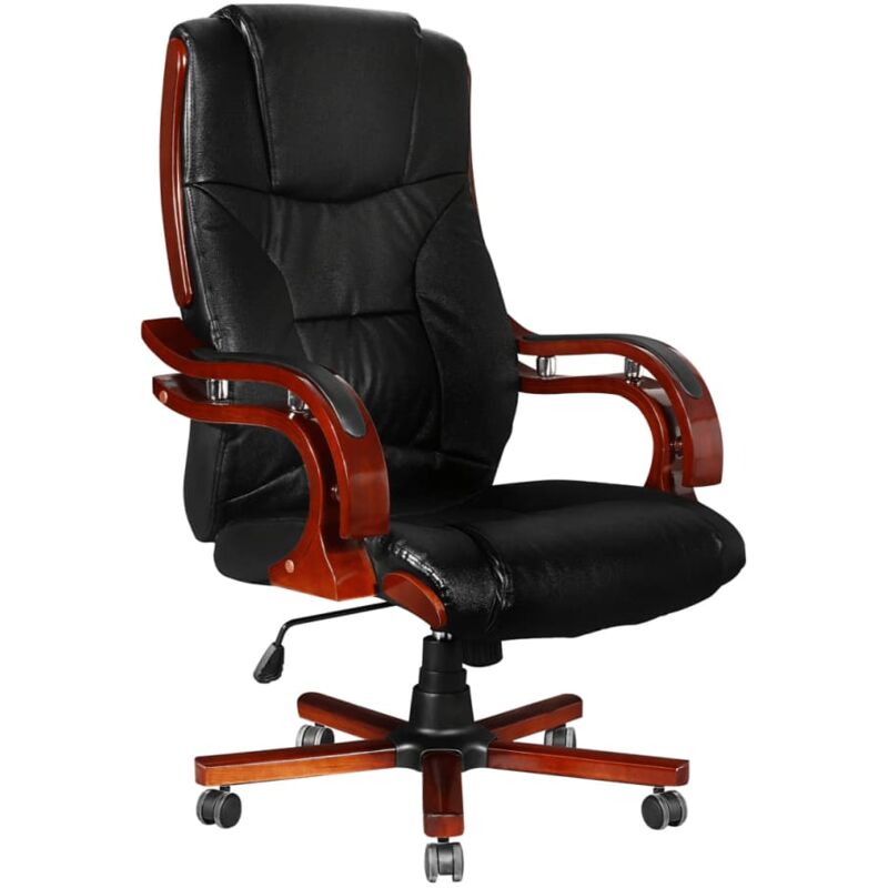 Fauteuil direction cro?te de cuir noir design rétro L