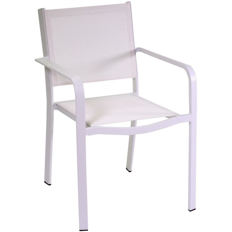 Chaise de jardin avec accoudoirs Blanc 55x61 cm h 84 cm en Aluminium et textilène mod. El Paso