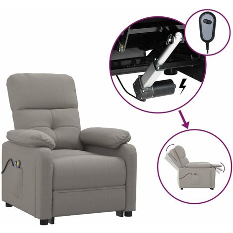 Fauteuil électrique de massage, Fauteuil de relaxation confort détente, Chaise de Salle de Séjour Taupe Tissu ZSD33686