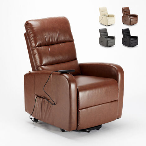 Fauteuil électrique inclinable avec releveur et roulettes en similicuir Elizabeth II