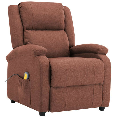 Fauteuil électrique inclinable de massage tissu marron Bizen