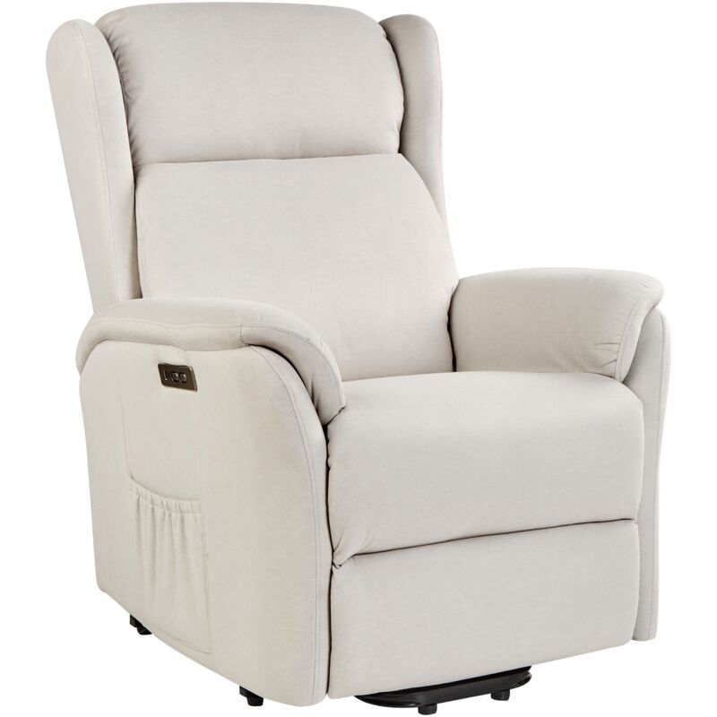 Beliani - Fauteuil Electrique Moderne en Tissu Siège Inclinable Relaxation Crème Elegy