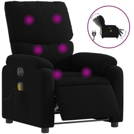 Fauteuil électrique noir avec fonction de massage, réglable en hauteur et inclinaison, confort ergonomique pour salon ou bureau