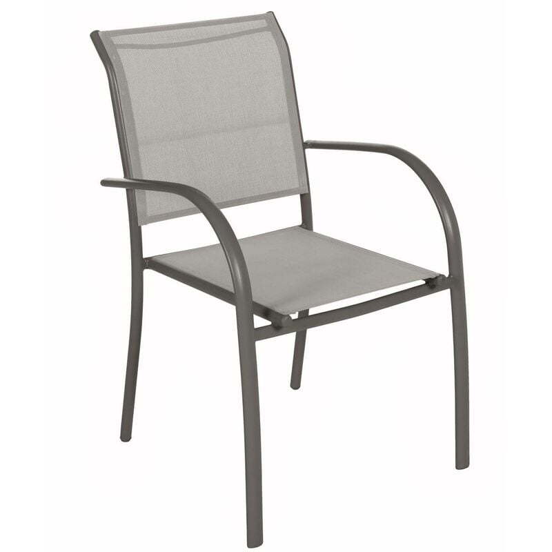 Fauteuil de jardin empilable Piazza noisette & tonka aluminium traité époxy - Hespéride - Noisette / tonka