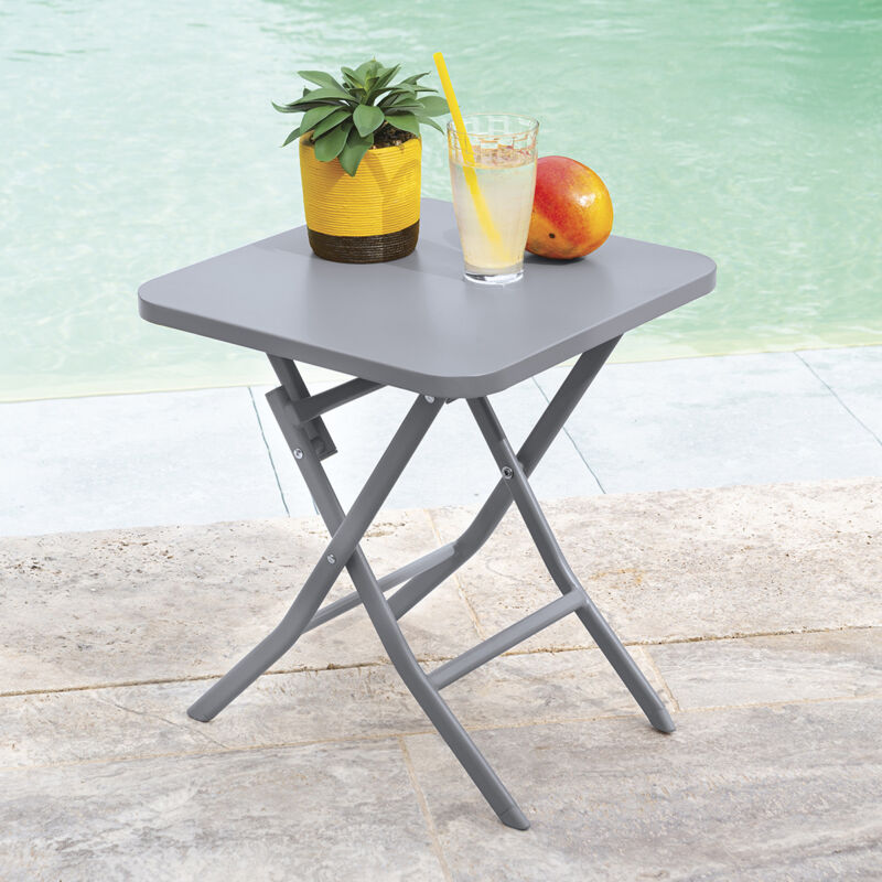 Hesperide - Table basse d'appoint pliante en acier 'Greensboro' - Gris - l 40 x l 40 x h 45 cm - Livraison gratuite