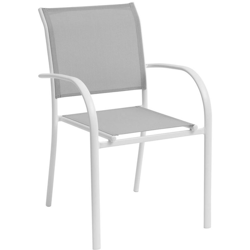 Fauteuil de jardin empilable Piazza galet & blanc en aluminium traité époxy - Hespéride - Galet