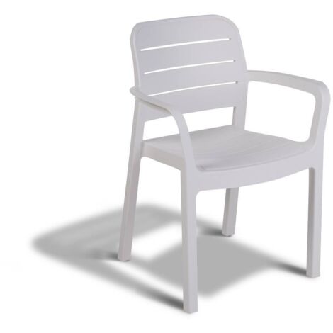 Fauteuil empilable Tisara 4 pcs en re'sine antichoc 58x53x83 cm blanc pour jardin exte'rieur