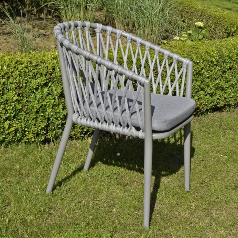 Gecko Outdoor - Fauteuil en aluminium et corde gris clair, Lula