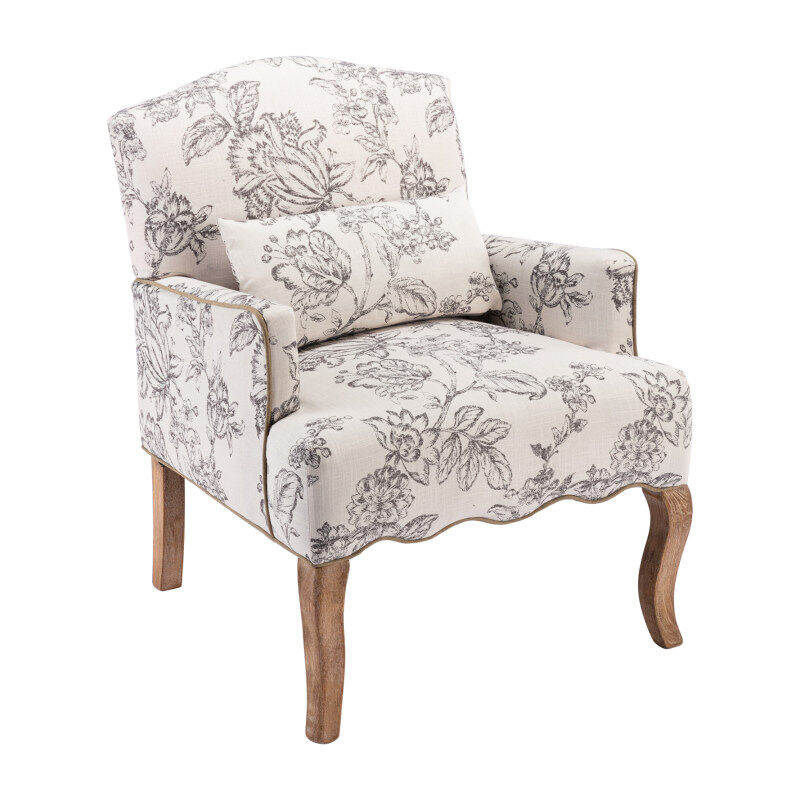 Wahson Office Chairs - Fauteuil relax, Fauteuil Confortable avec Pieds Bois Fauteuil en Lin Fauteuil crapaudpour Salon et Chambre, Gris, Beige