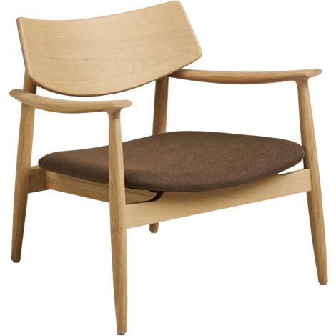 Fauteuil en bois 68x68x72 cm en bois de chêne et tissu marron