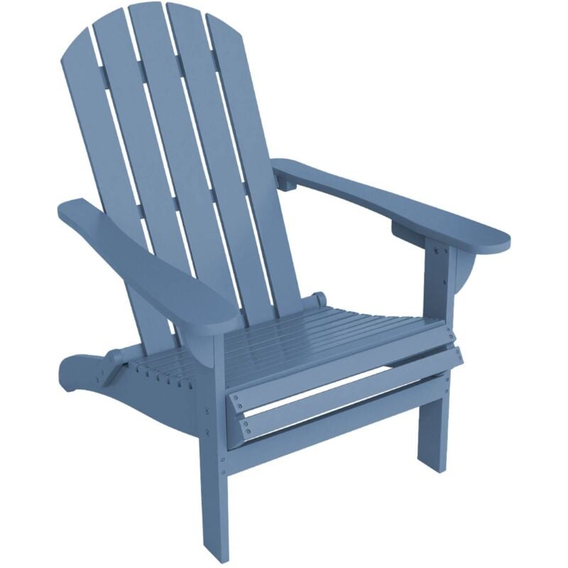 Fauteuil adirondack bleu en bois d'acacia avec accoudoirs kerina. plusieurs coloris. 90 x 71 x 91.5 cm