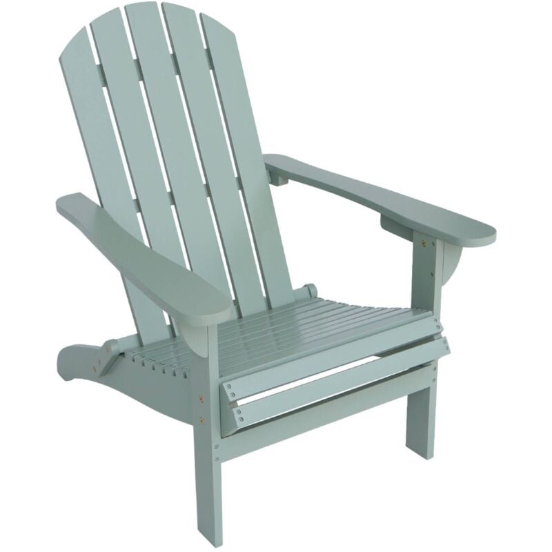 Fauteuil adirondack vert de gris en bois d'acacia avec accoudoirs kerina. plusieurs coloris. 90 x 71 x 91.5 cm