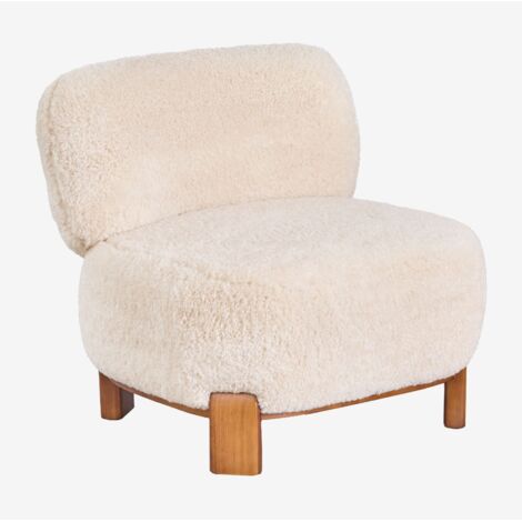 Fauteuil en bois de caoutchouc tapissé Eldred SKLUM