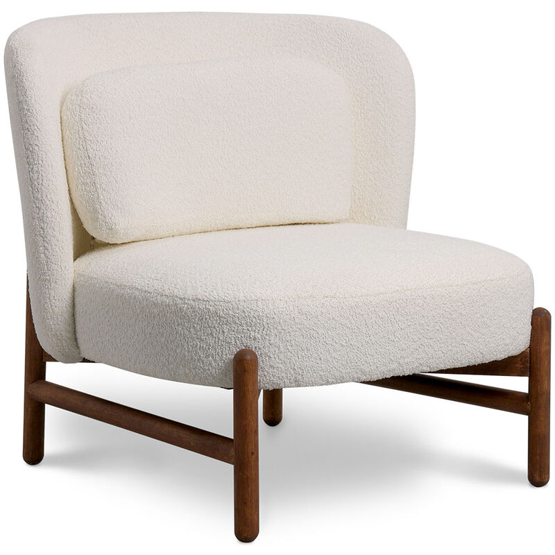 Privatefloor - Fauteuil en bois et en Bouclette Fausse Fourrure Tapissée - Boucles Blanches - Brina Blanc Privatefloor - Fauteuil en bois et en Bouclette Fausse Fourrure Tapissée - Boucles Blanches - Brina Blanc