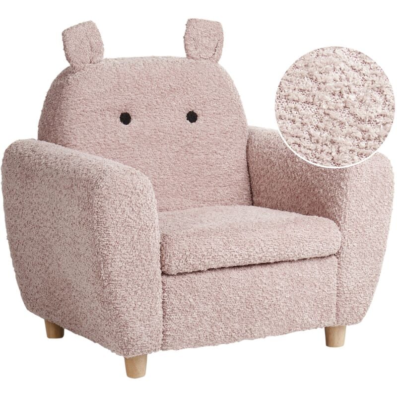 Beliani - Fauteuil en Bouclé avec Accoudoirs pour Enfants Rose Maribo