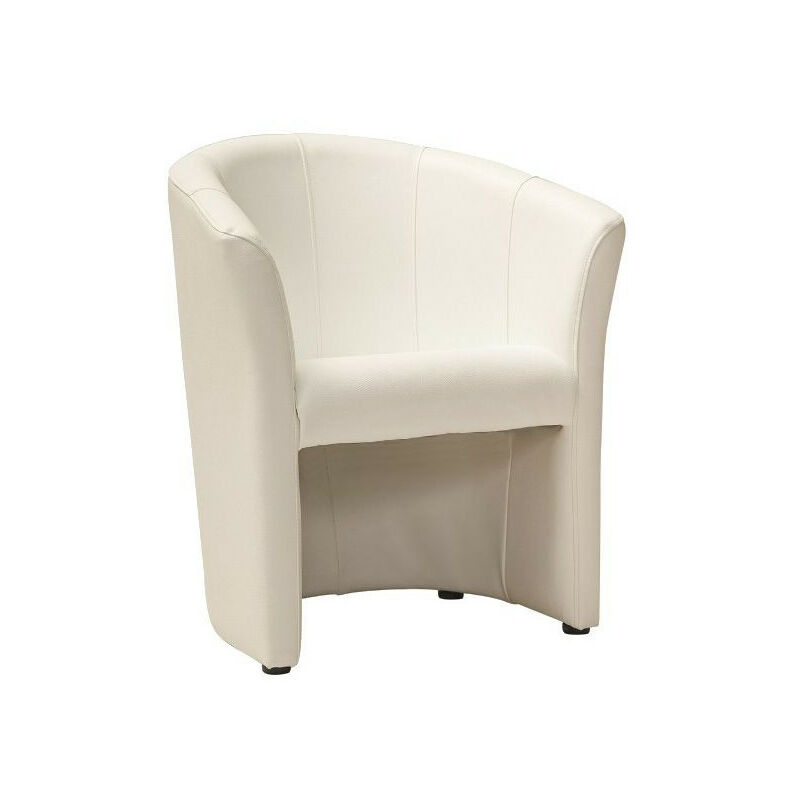 Ac-deco - Fauteuil en cuir - Blanc crème - h 76 x l 67 x p 60 cm - Livraison gratuite