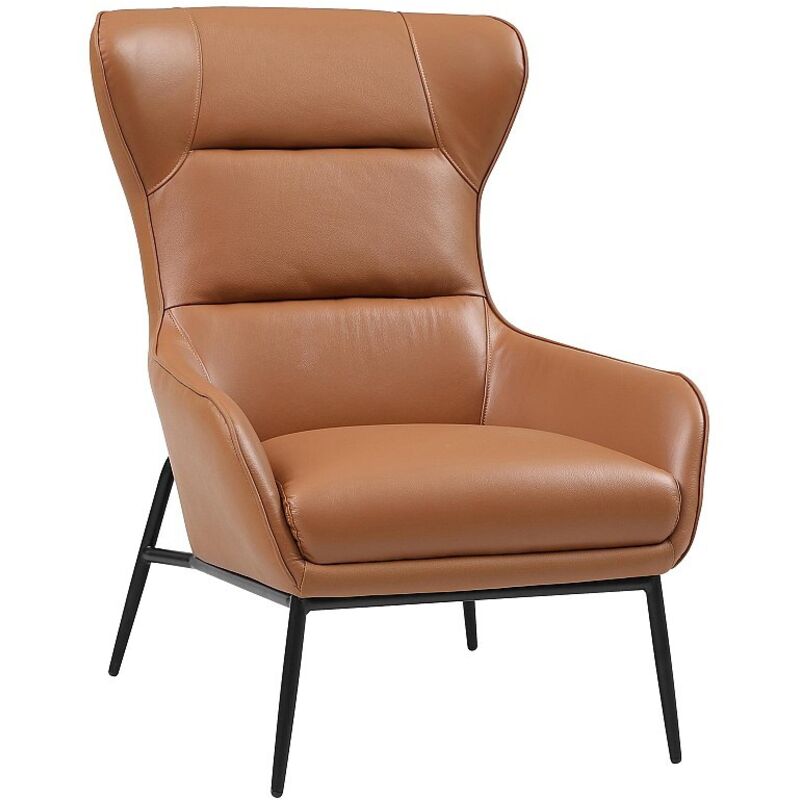 Fauteuil en cuir de buffle camel DINNIA