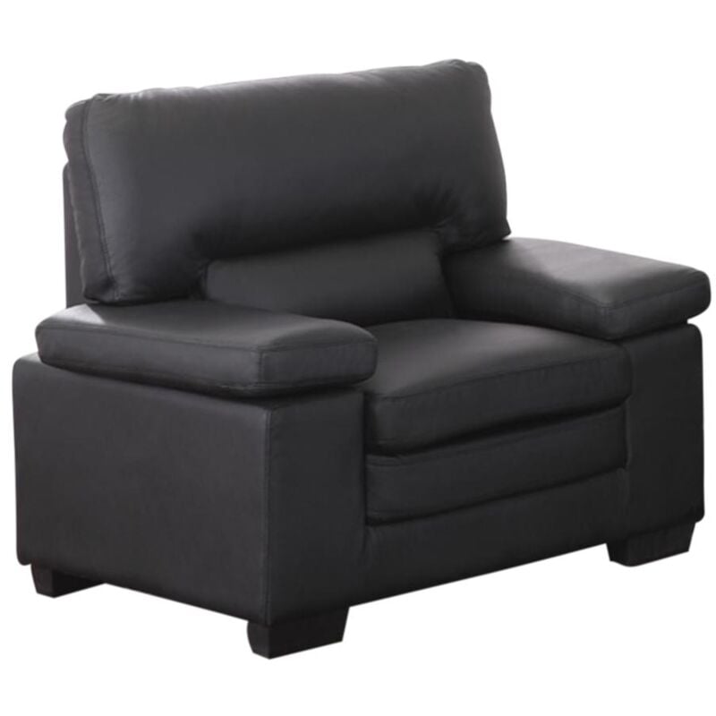 Vente-unique - Fauteuil en cuir de buffle mimas - Noir