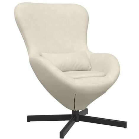 Fauteuil en forme d'œuf couleur crème, 63 x 73 x 90 cm, velours.