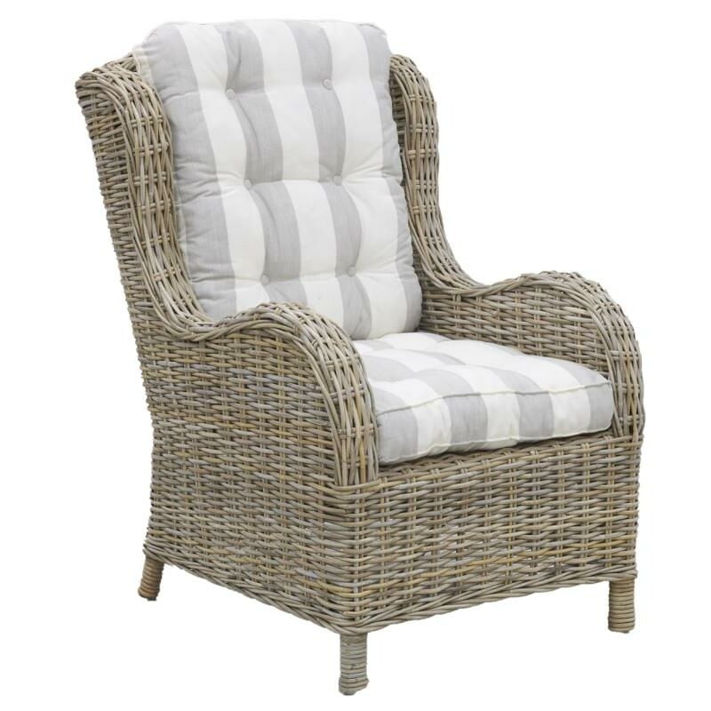 Aubry Gaspard - Fauteuil en poellet gris + coussin rayé