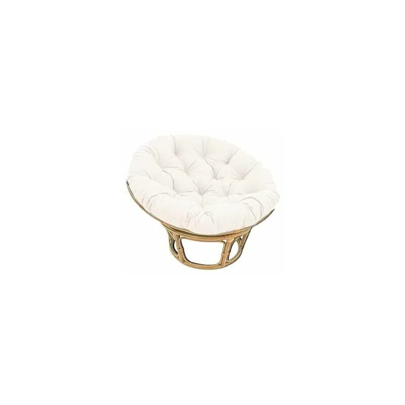 Outils Et Nature - Fauteuil en rotin Papasan base osier clair avec coussin blanc