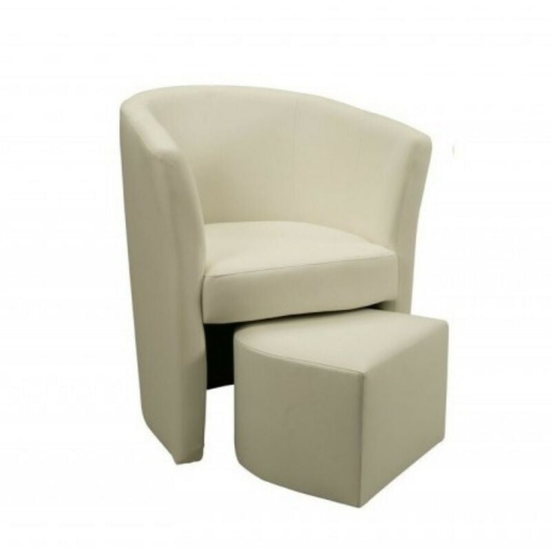 Toscohome - Fauteuil en simili-cuir ivoire avec pouf amovible - Pegasus