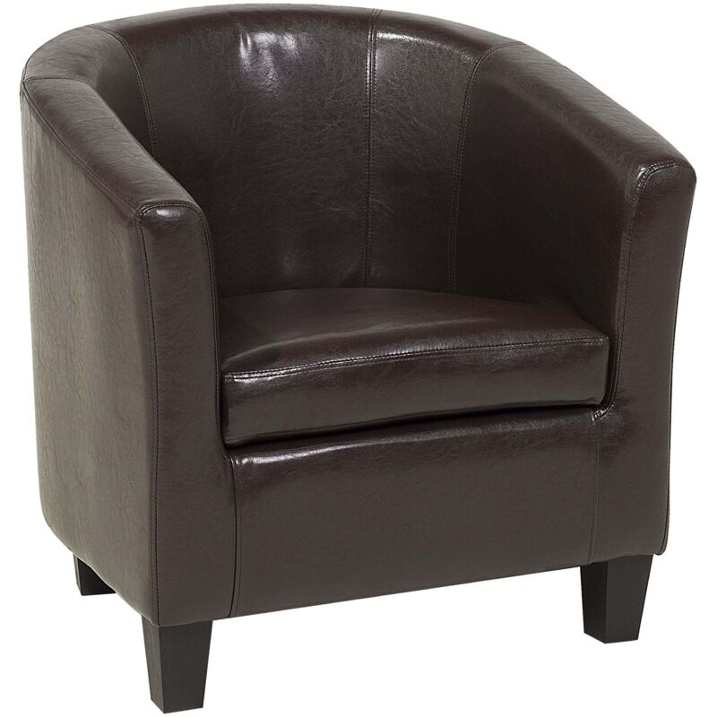 Fauteuil Club Type Cabriolet en Cuir pu Marron de Qualité pour Chambre ou Salon au Design Moderne et Vintage Beliani