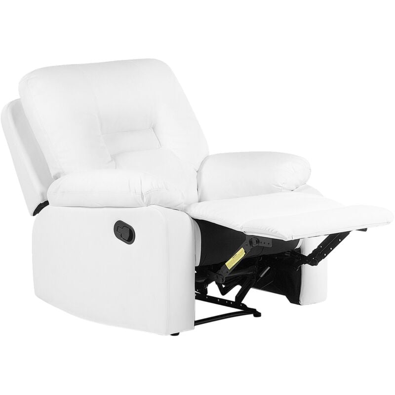 Fauteuil Relax Position Réglable en Cuir pu Blanc avec Repose-pied et Dossier Inclinables Design Moderne et Ultra Élégant Beliani
