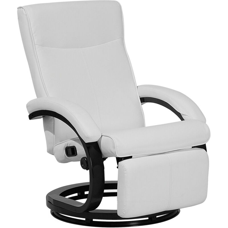Beliani - Fauteuil Inclinable en Cuir pu Blanc avec Rembourrage Épais et Repose-pied pour Salon au Design Moderne et Élégant