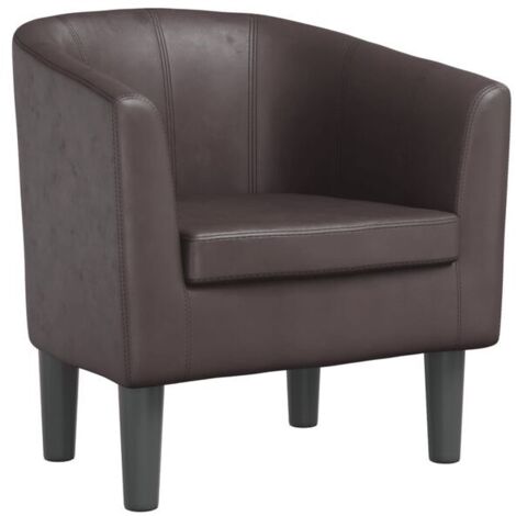Fauteuil en similicuir marron