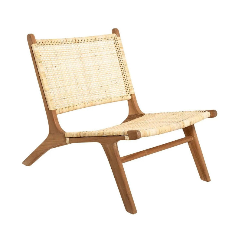 Atmosphera - Fauteuil en Teck & Rotin 'Timor' 80cm Naturel