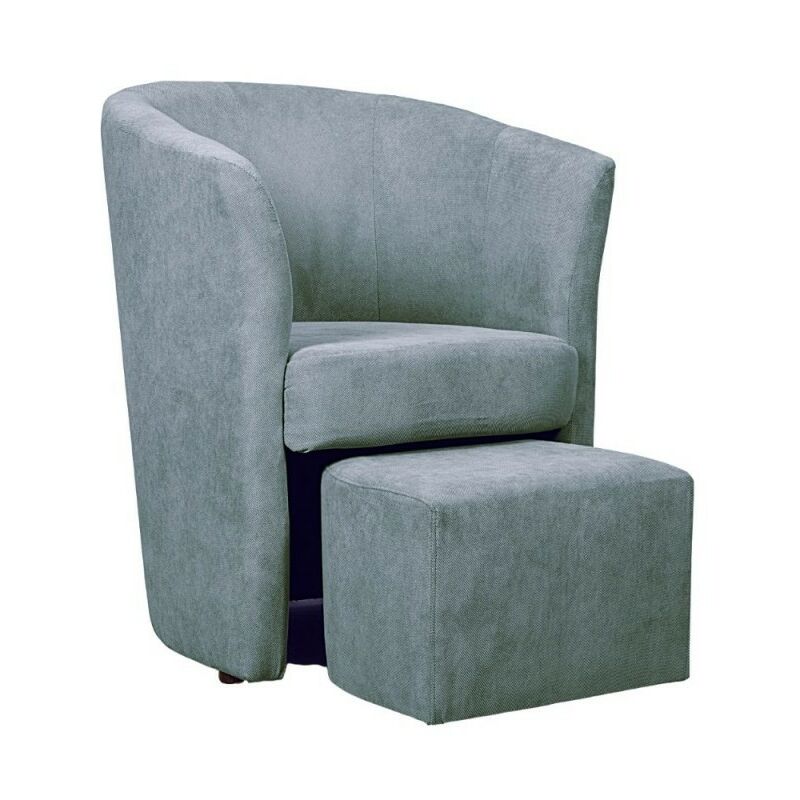Iperbriko - Fauteuil en tissu avec pouf amovible djerba Gris Clair 63,5x 62,5x h76 cm