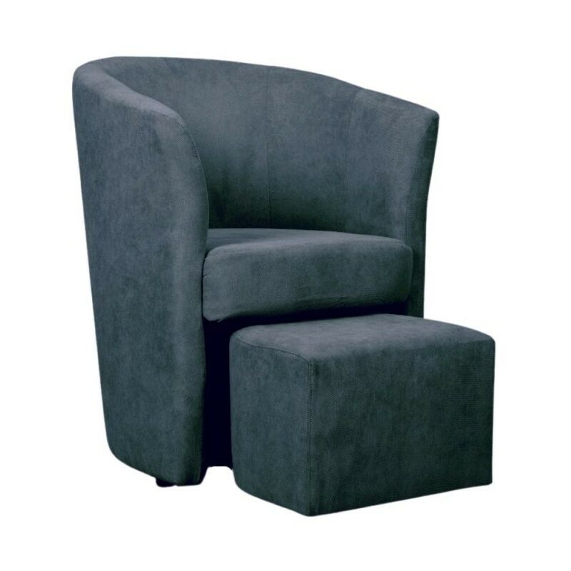 Iperbriko - Fauteuil en tissu avec pouf amovible djerba Gris Foncé 63,5x 62,5x h76 cm