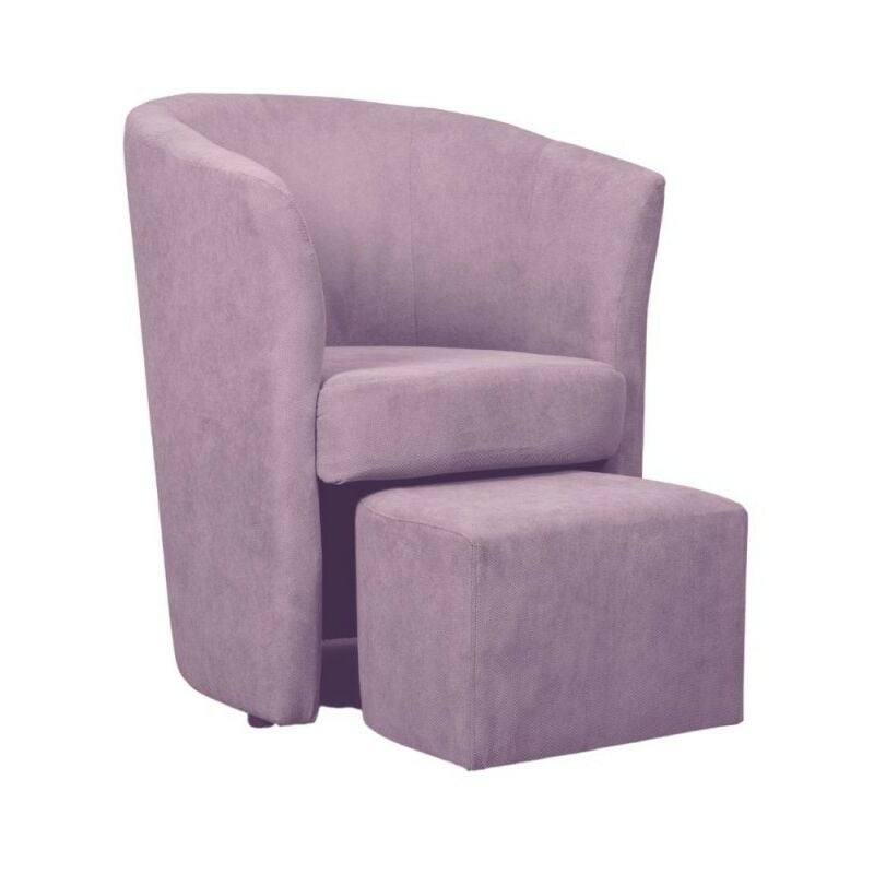 Iperbriko - Fauteuil en tissu avec pouf amovible djerba Rose Antique 63,5x 62,5x h76 cm