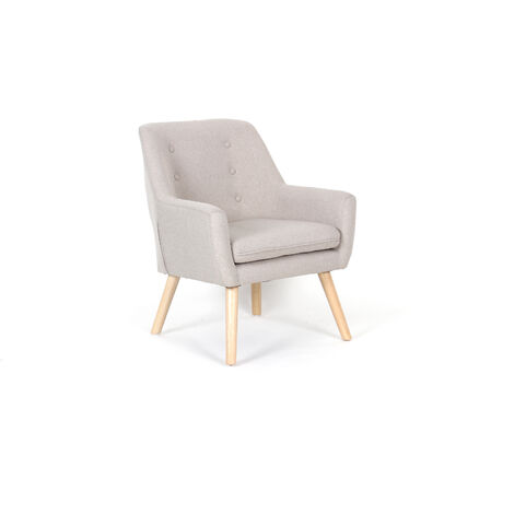 Fauteuil en tissu beige avec les pieds en bois naturel modèle Calme by HERDASA