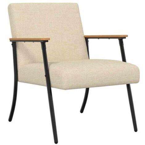 Fauteuil en tissu beige moderne avec accoudoirs – Siège confortable pour salon, bureau ou chambre – Design ergonomique et élégant